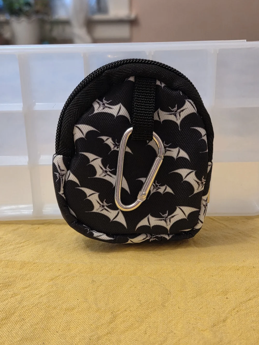 Halloween Black & White Bat Backpack-Shaped Purse Charm/ Keychain/ Change Purse